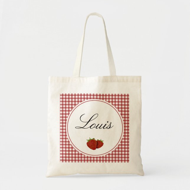 Tote Bag Fraise mignonne personnalisable (Devant)