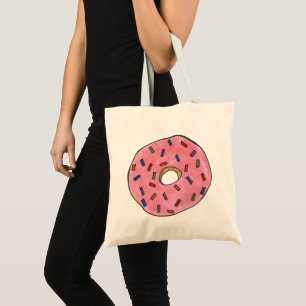 Tote Bag Fraise rose givrée Donut Doughnut Foin