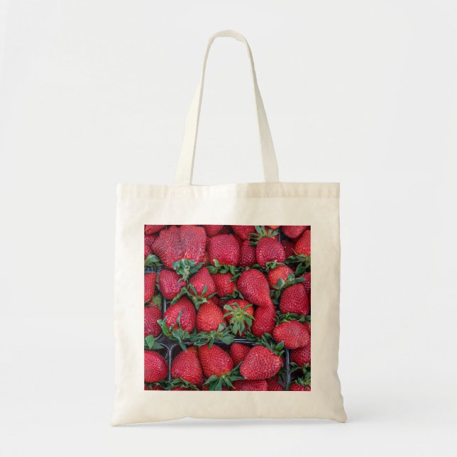 Tote Bag Fraises avec feuilles verts (Devant)