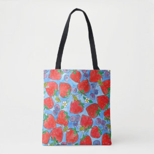 Tote Bag Fraises Blueberries Marché des abeilles de miel