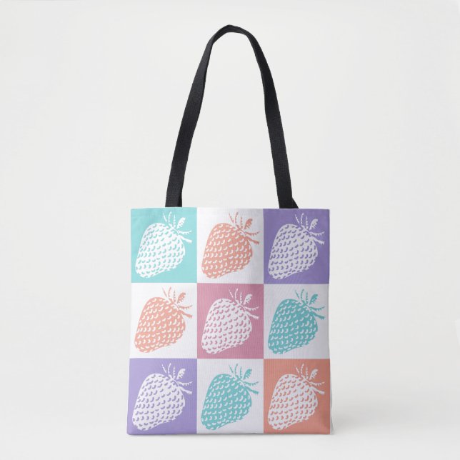 Tote Bag Fraises Été Coloré (Devant)