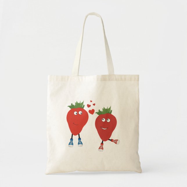 Tote Bag Fraises Mignonnes En Amour (Devant)