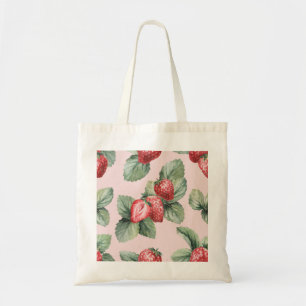 Tote Bag Fraises mûres d'été : Aquarelle rose
