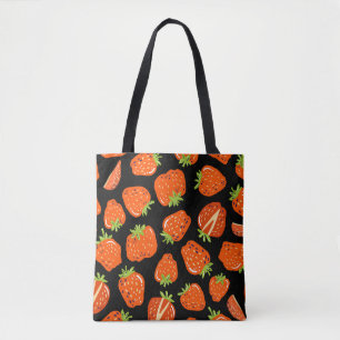 Tote Bag Fraises Noir : Texture Vintage sans fil