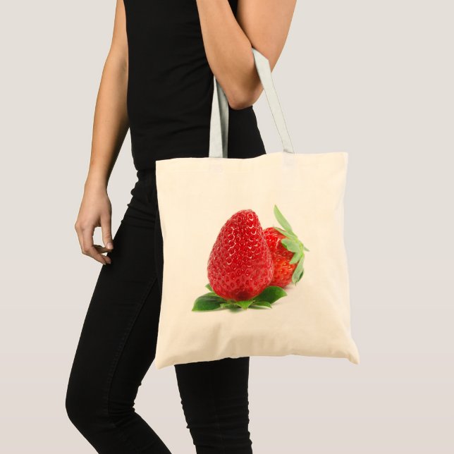 Tote Bag Fraises sur blanc (Devant (produit))