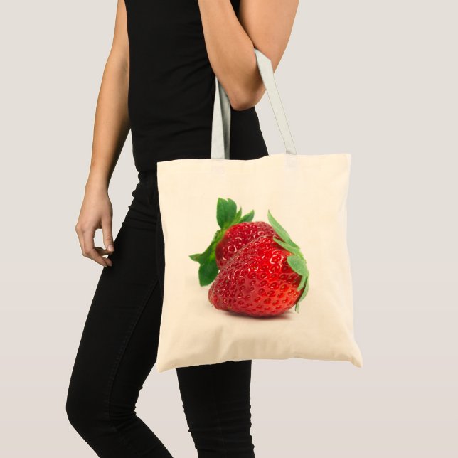 Tote Bag Fraises sur blanc (Devant (produit))