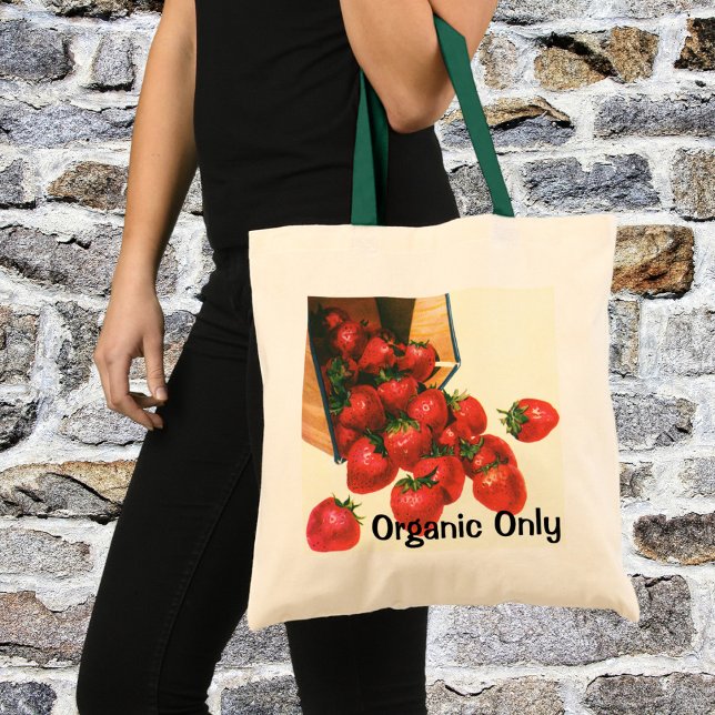 Tote Bag Fraises vintages en Panier, Fruits alimentaires (Créateur téléchargé)