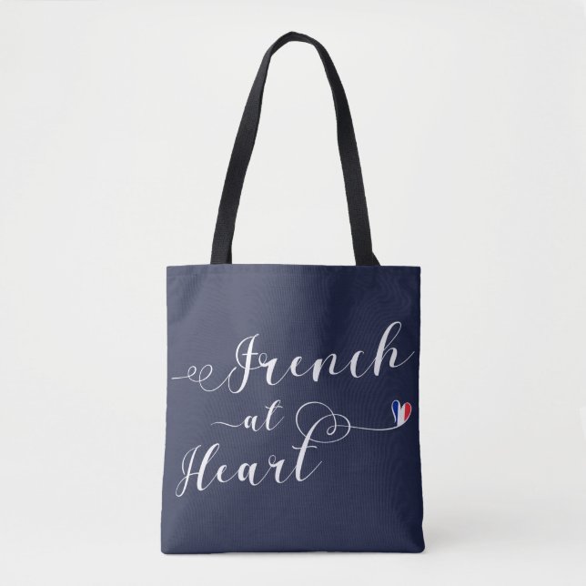 Tote Bag Français À Heart Grocery Bag, France (Devant)
