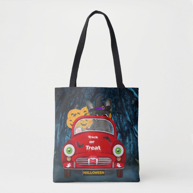 Tote Bag Français Bulldog Driving Car Effrayant Halloween (Devant)