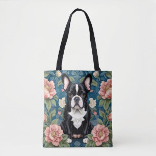 Tote Bag Français Bulldog William Morris Inspiré Floral