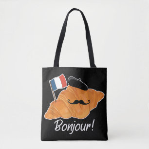 Tote Bag Français Croissant Lover France Drapeau Francophil