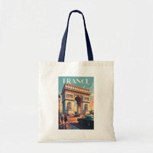 Tote Bag France Arc de Triomphe Travel Art Vintage