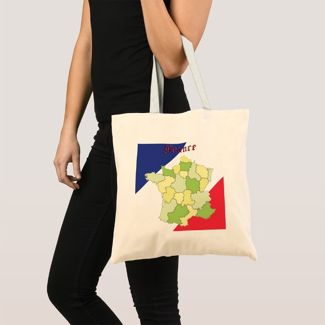 Tote Bag France Couleurs Et Carte Nationales (Créateur téléchargé)