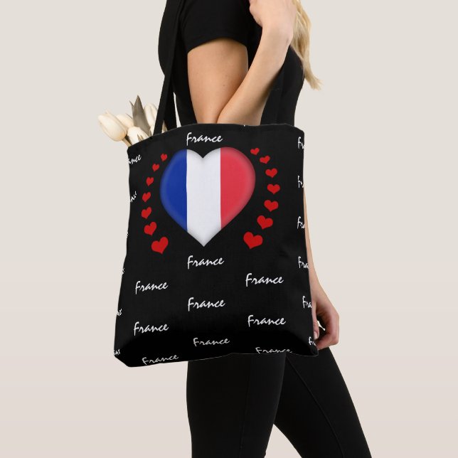 Tote Bag France Drapeau et Coeur, mode/sport (De près)