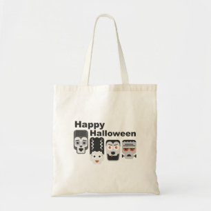 Tote Bag Frankenstein et amis éffrayants - noir, blanc et
