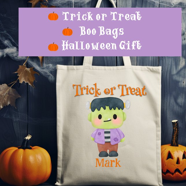 Tote Bag Frankenstein Halloween Trump ou Treat (Créateur téléchargé)