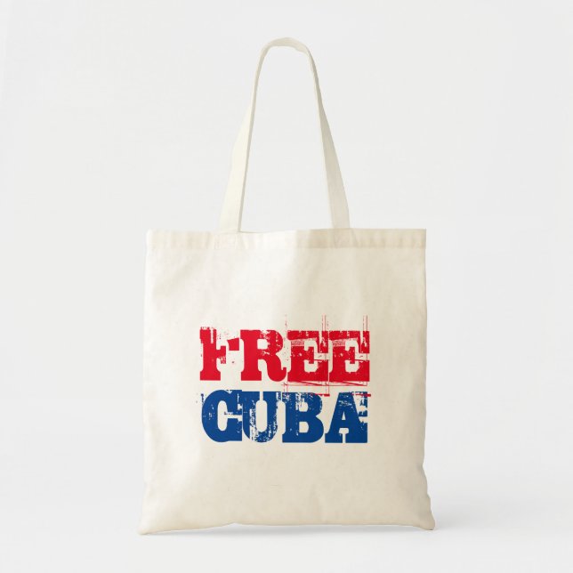 Tote Bag Free Cuba SOS Cuba rouge blanc bleu (Devant)