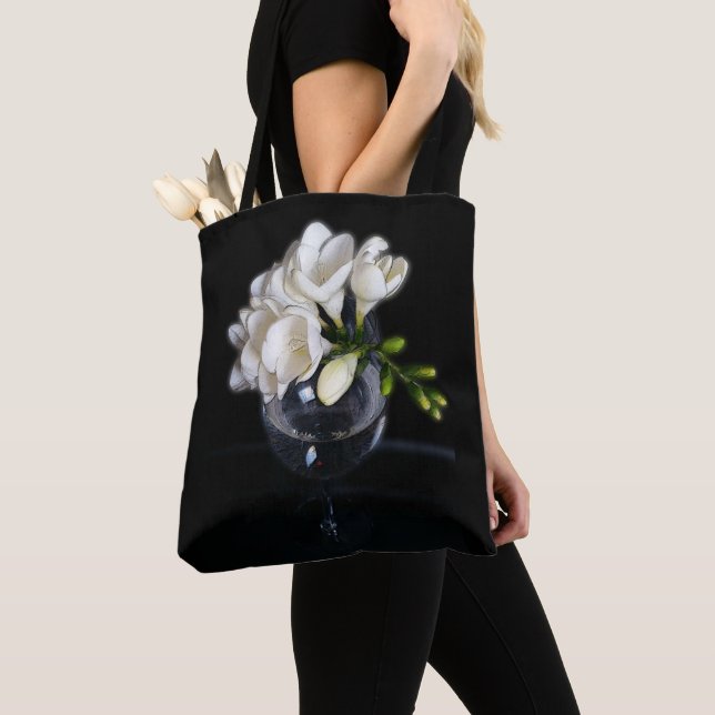 Tote Bag freesia blanc dans un verre (De près)