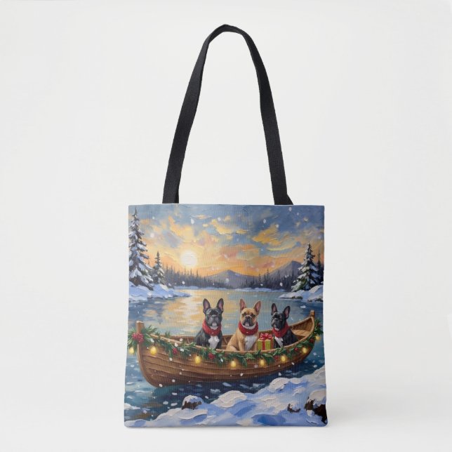 Tote Bag French Bulldog Christmas Boat Holiday (Devant)