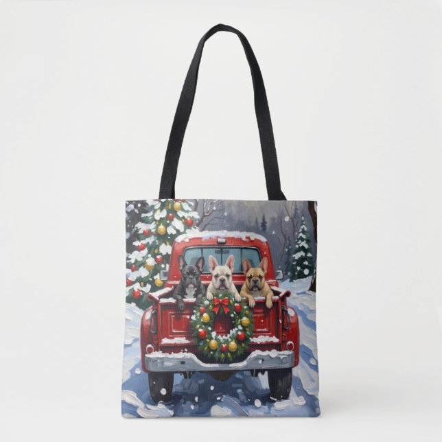 Tote Bag French Bulldog Christmas Red Truck Holiday (Devant)