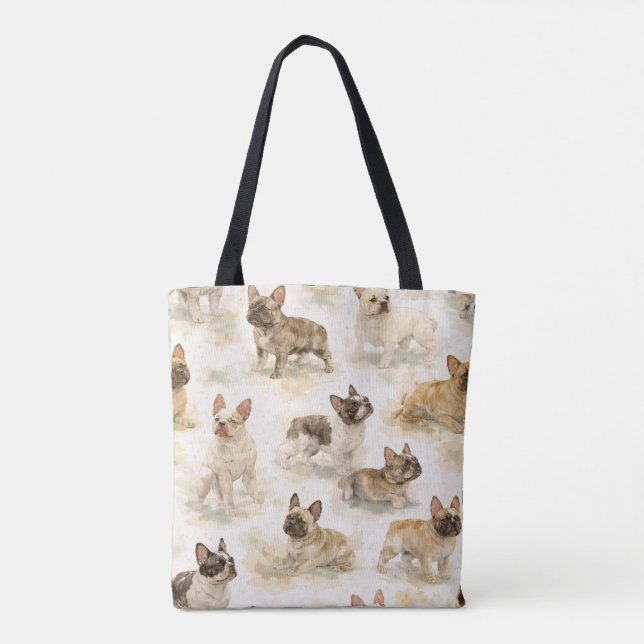 Tote Bag French Bulldog dog watercolor  (Dos)
