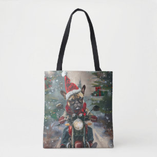 Tote Bag French Bulldog Riding Moto Noël
