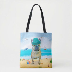 Tote Bag French Bulldog sur la plage