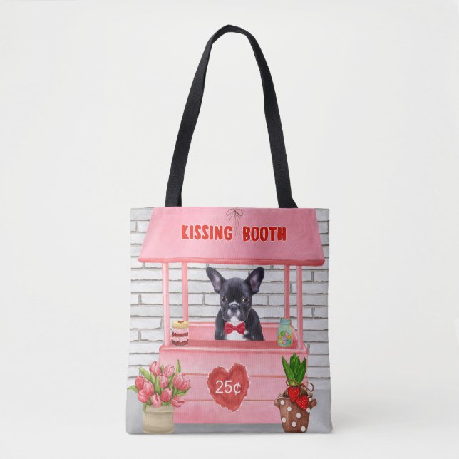 Tote Bag French Bulldog Valentine's Day Kissing Booth (Devant)