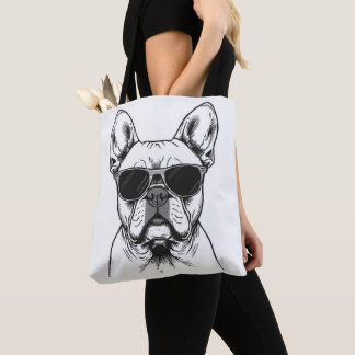 Tote Bag Frenchie avec lunettes de soleil 