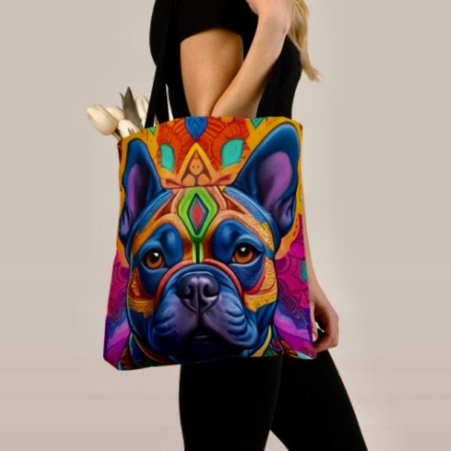 Tote Bag Frenchie Fun Anniversaire Fantaisie (Tote Bag — 100% polyester, black laminated lining 100% cotton web hand. Made in the USA.
)