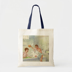 Tote Bag Frères vintage, enfants, garçons éclaboussant dans