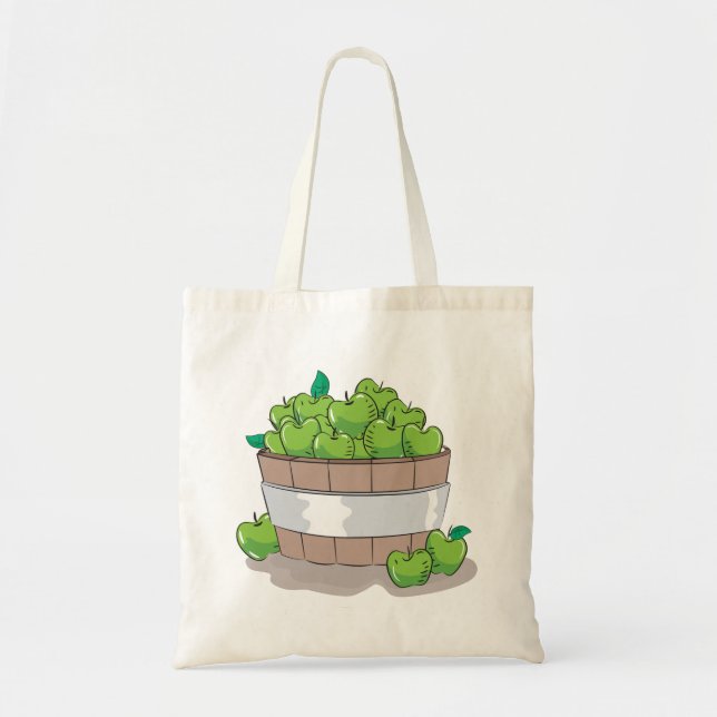 Tote Bag Fresh Green Apple Harvest Barrel Granny Smith (Devant)
