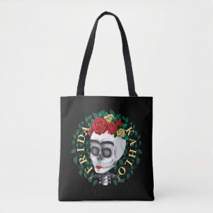 Tote Bag Frida Kahlo Crâne avec couronne Rose