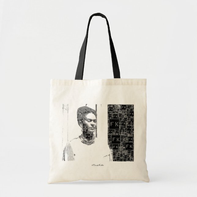Tote Bag Frida Kahlo Portrait noir et blanc (Devant)