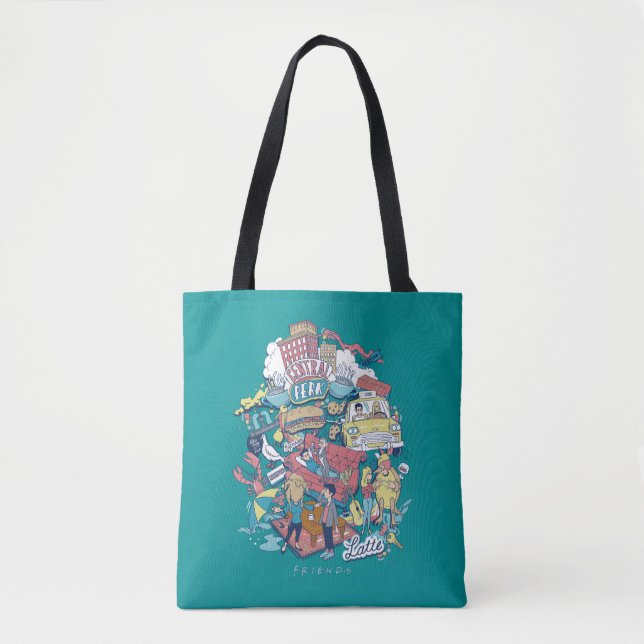 Tote Bag FRIENDS™ | Collage de dessins animés (Devant)