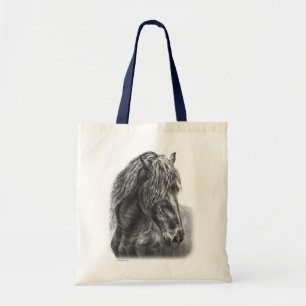 Tote Bag Friesian Horse Portrait Wavy Mane