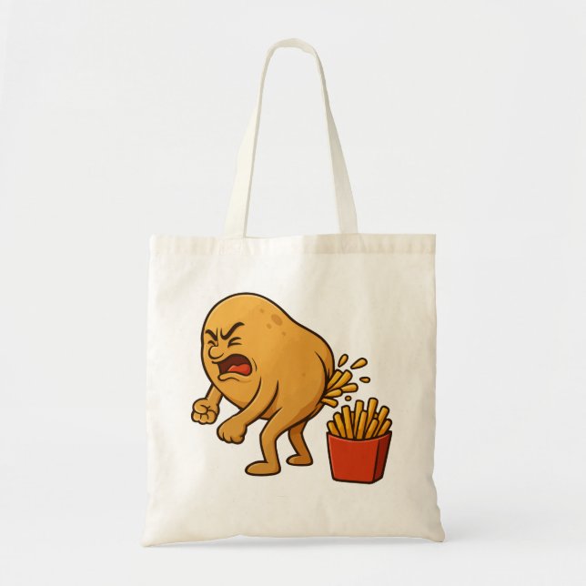 Tote Bag Frites Françaises qui Défèquent | Drôles de Frites (Devant)