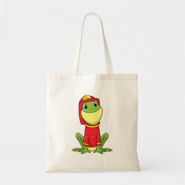 Tote Bag Frog as Firefighter avec Helmet (Devant)