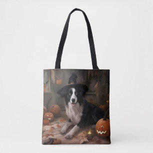 Tote Bag Frontière Collie Citrouilles Halloween effroi