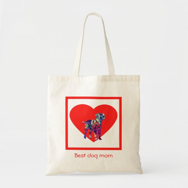 Tote Bag Frontière Terrier Chien Silhouette Rouge Meilleur  (Devant)