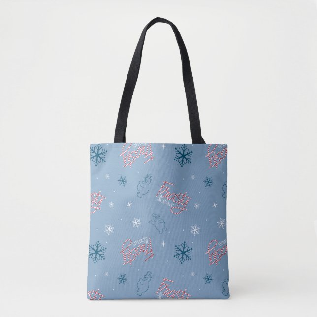Tote Bag Frosty Snowman Blue Snowflake Motif (Devant)