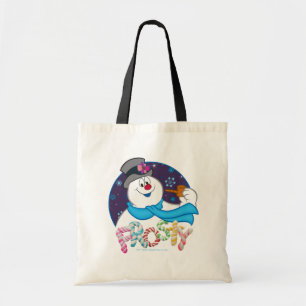 Tote Bag Frosty the Snowman™   Colorful Candy Cane Name