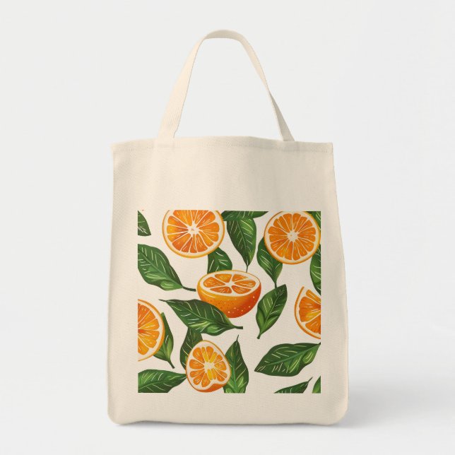 Tote Bag Fruit Botanique Orange Citrus Sans Couture (Devant)
