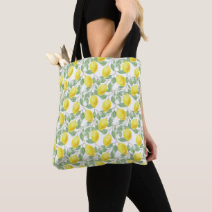 Tote Bag Fruit citron Motif jaune et vert