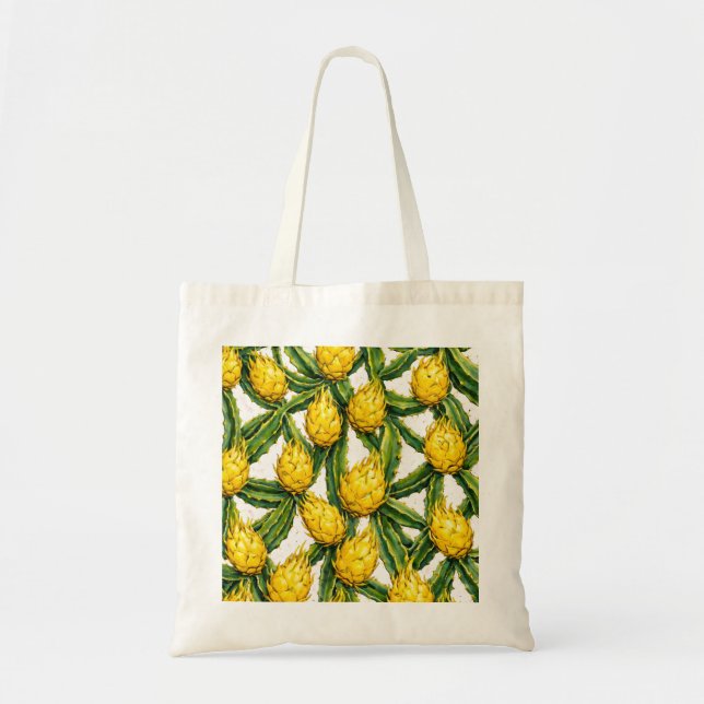 Tote Bag Fruit de dragon jaune Motif de cactus tropical (Devant)