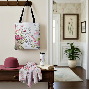 Tote Bag Fruit de l'Esprit floral rose