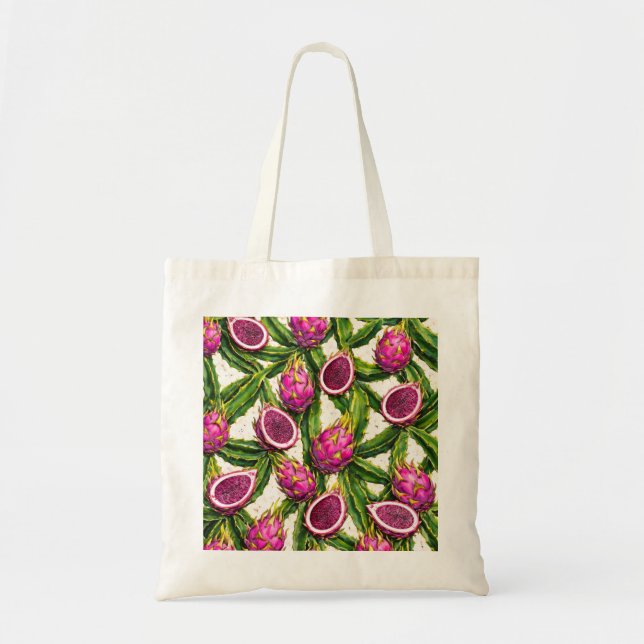 Tote Bag Fruit du Dragon Rose Motif de Cactus Tropical (Devant)
