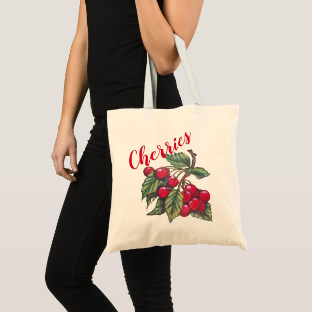 Tote Bag Fruit Fruit Shopping Retro Cerise Rouge Frais (Devant (produit))