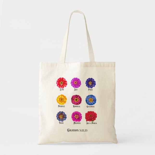 Tote Bag Fruitage de l'esprit avec les zinnias  (Devant)