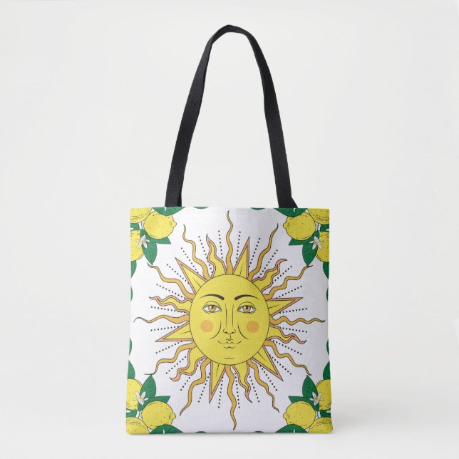 Tote Bag Fruits de citron tropicaux, Face Soleil. (Devant)